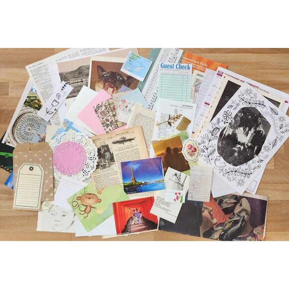70 + Piece Ephemera Lot Junk Journal Scrapbooking Paper Supplies Mixed Bundle - Picture 2 of 8